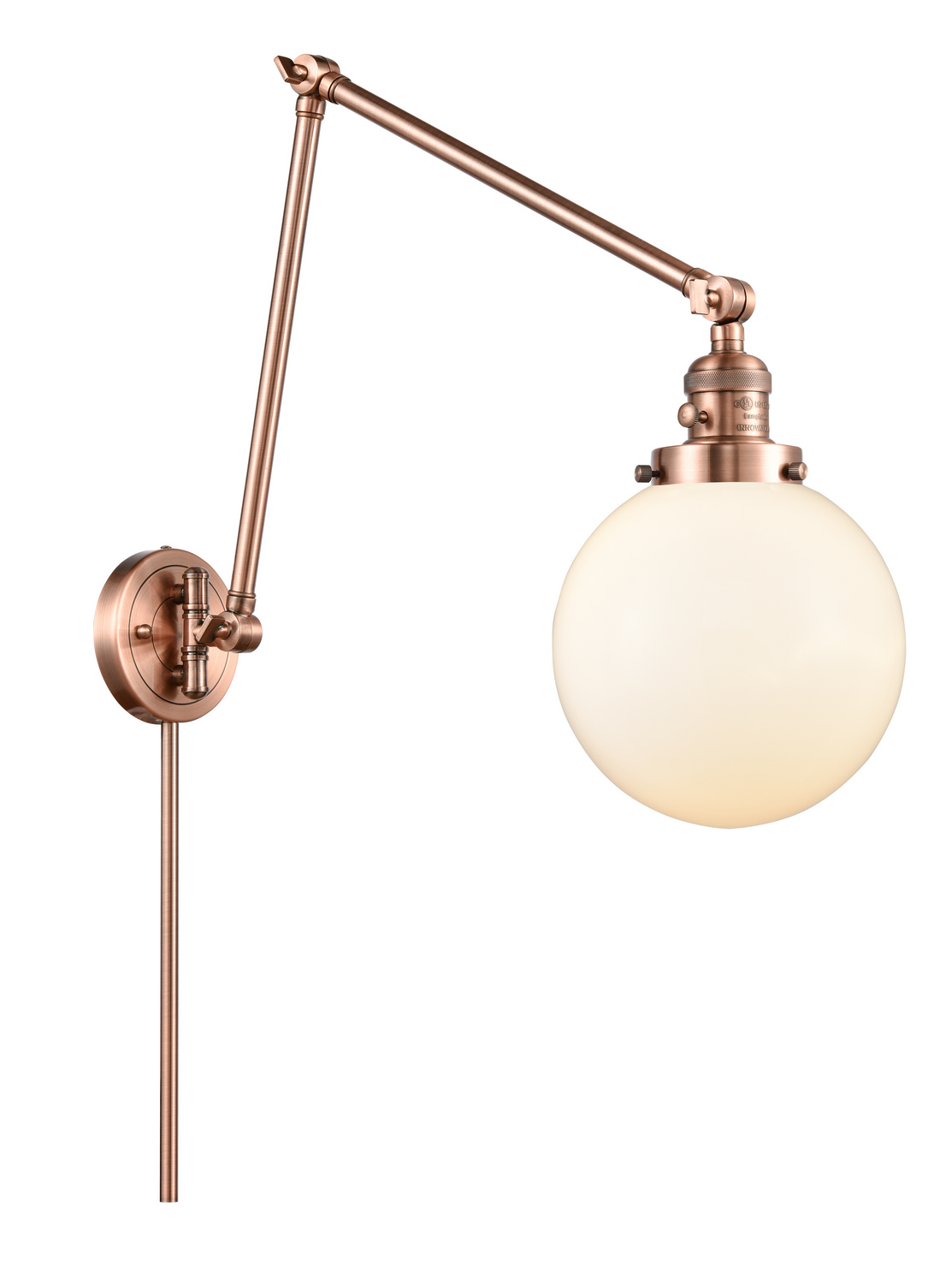 One Light Swing Arm by Innovations - Franklin Restoration Collection, Antique Copper Finish - 238-AC-G201-8