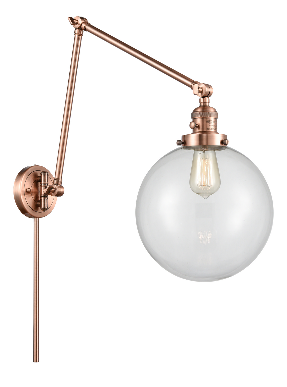 One Light Swing Arm by Innovations - Franklin Restoration Collection, Antique Copper Finish - 238-AC-G202-10
