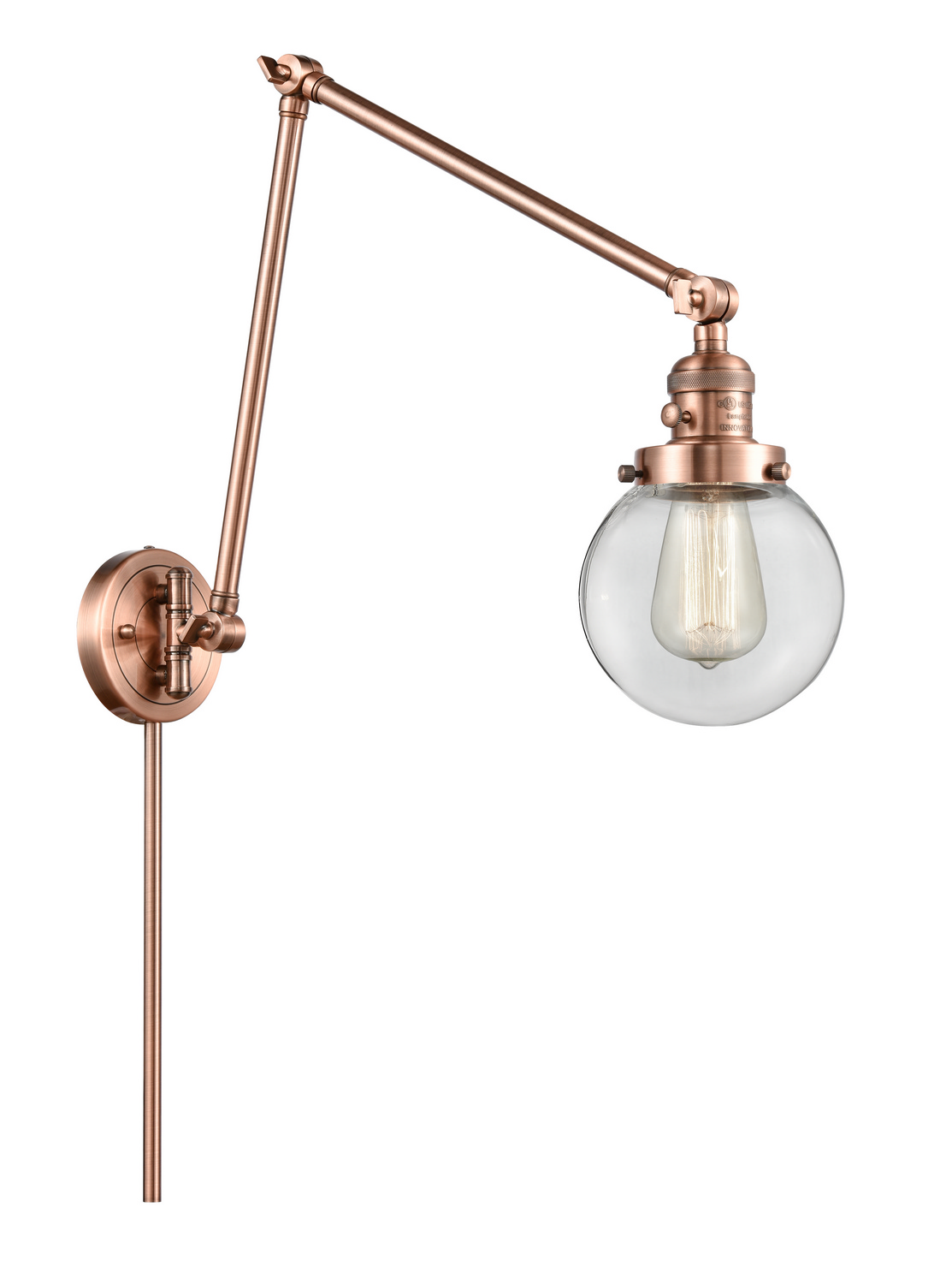 One Light Swing Arm by Innovations - Franklin Restoration Collection, Antique Copper Finish - 238-AC-G202-6