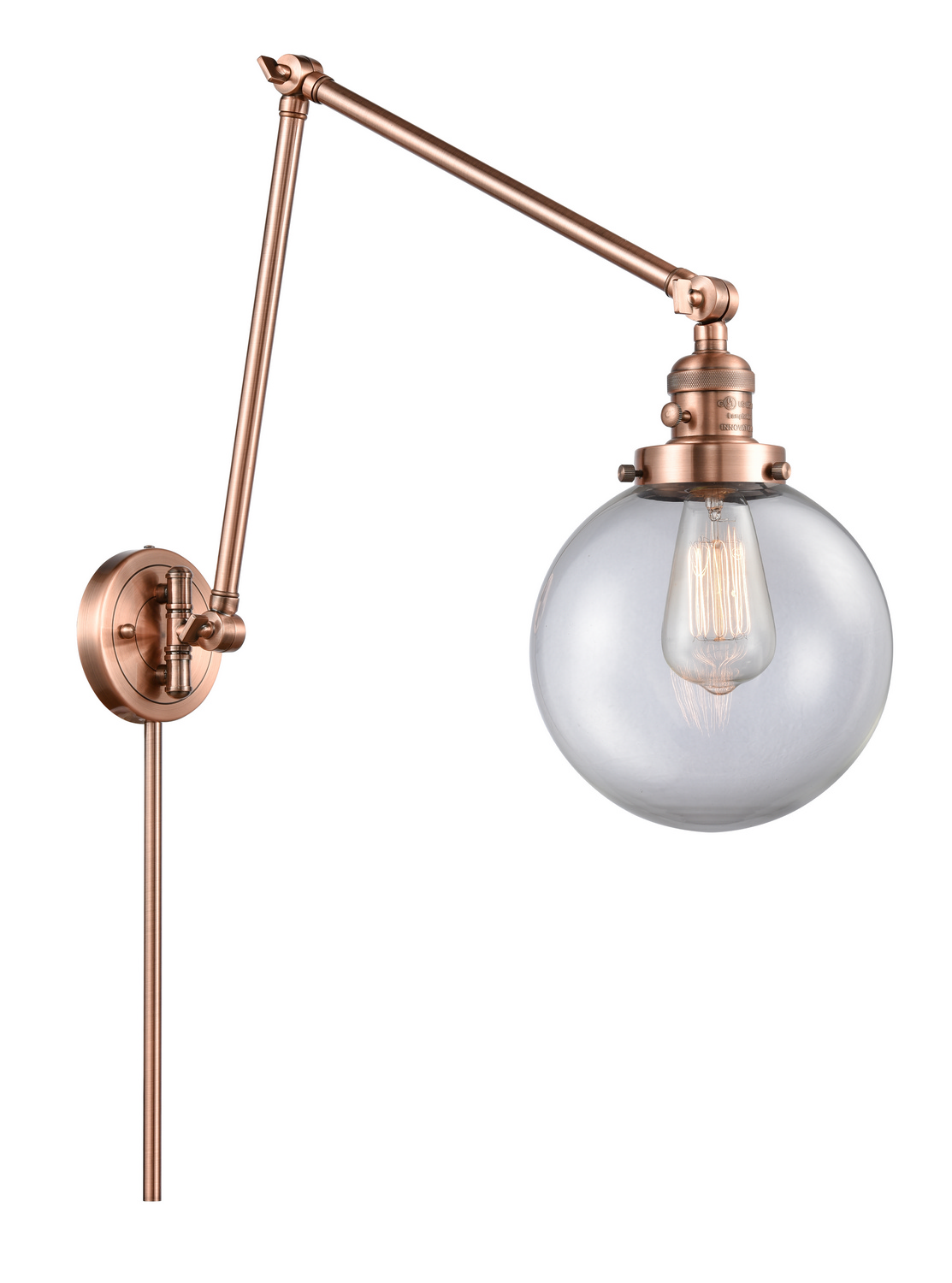 One Light Swing Arm by Innovations - Franklin Restoration Collection, Antique Copper Finish - 238-AC-G202-8