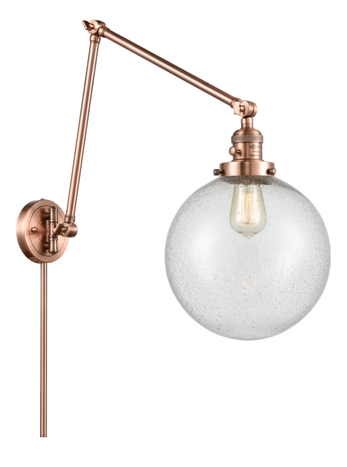 One Light Swing Arm by Innovations - Franklin Restoration Collection, Antique Copper Finish - 238-AC-G204-10