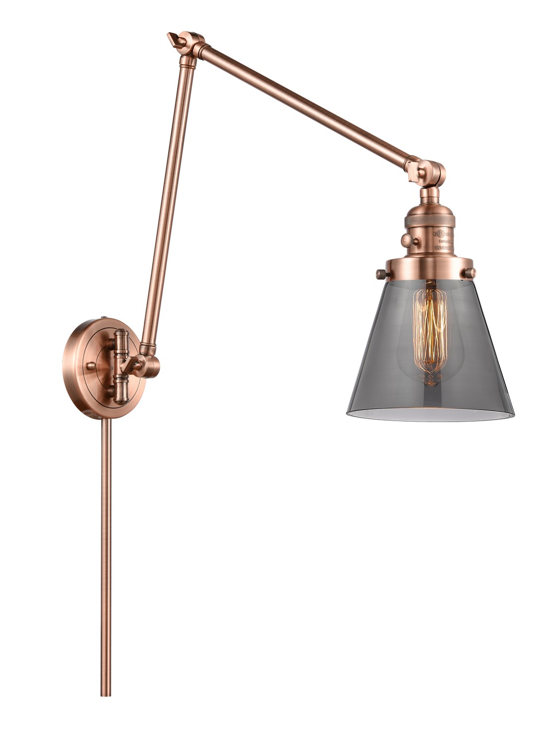 LED Swing Arm by Innovations - Franklin Restoration Collection, Antique Copper Finish - 238-AC-G63-LED