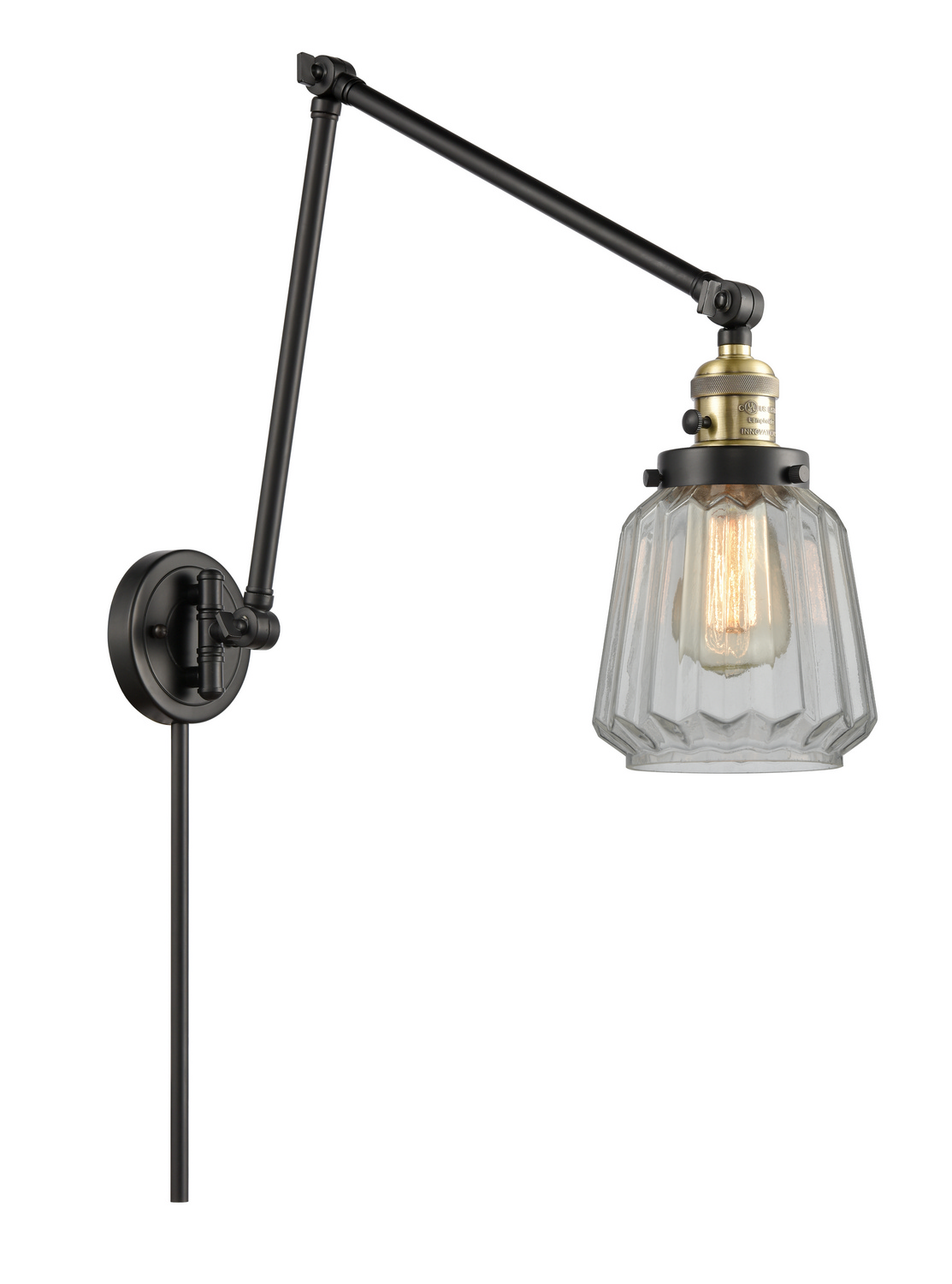 One Light Swing Arm by Innovations - Franklin Restoration Collection, Black Antique Brass Finish - 238-BAB-G142