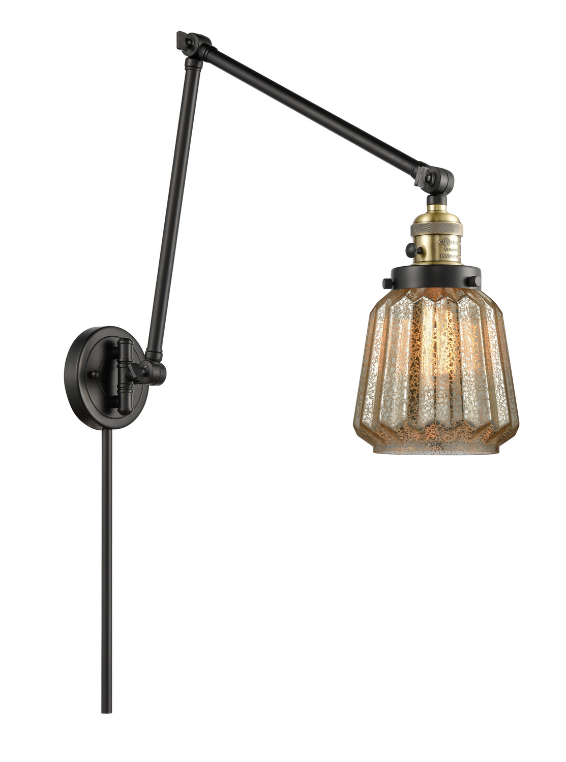 One Light Swing Arm by Innovations - Franklin Restoration Collection, Black Antique Brass Finish - 238-BAB-G146