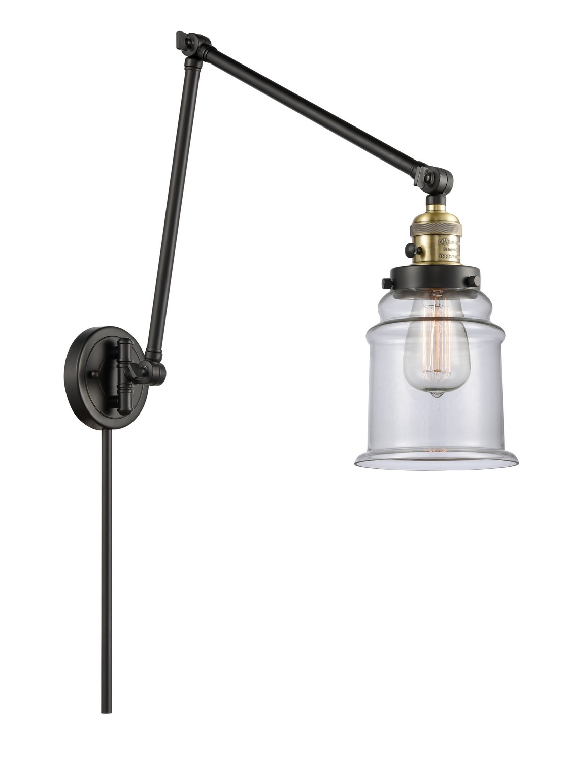 LED Swing Arm by Innovations - Franklin Restoration Collection, Black Antique Brass Finish - 238-BAB-G182-LED