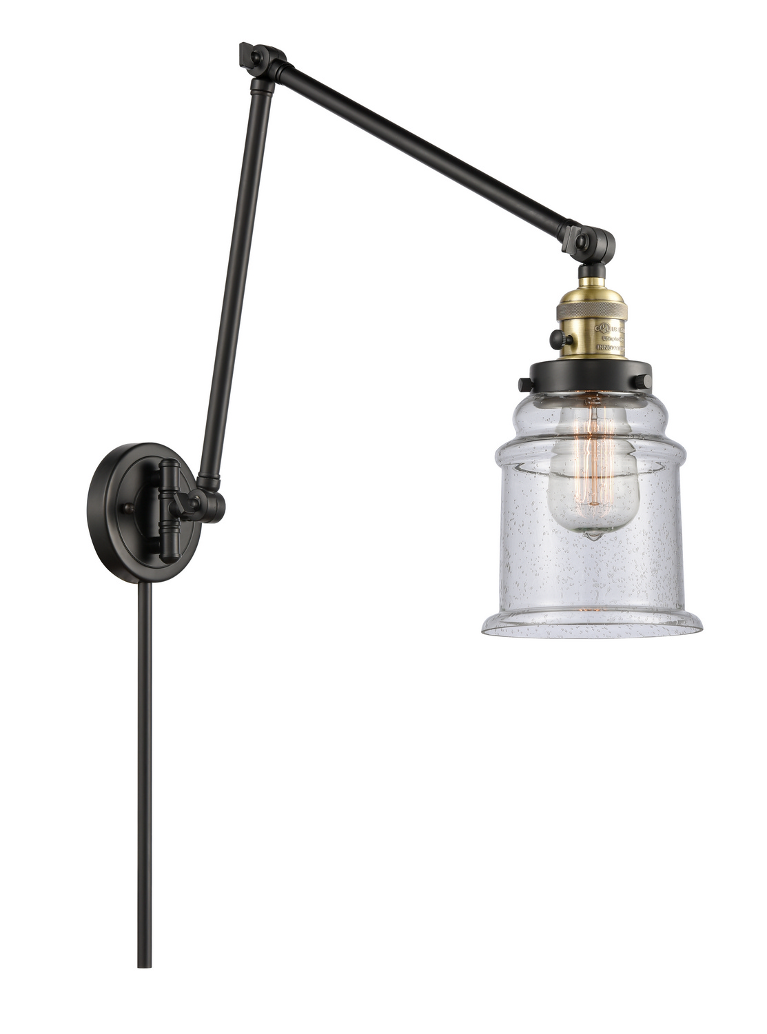One Light Swing Arm by Innovations - Franklin Restoration Collection, Black Antique Brass Finish - 238-BAB-G184