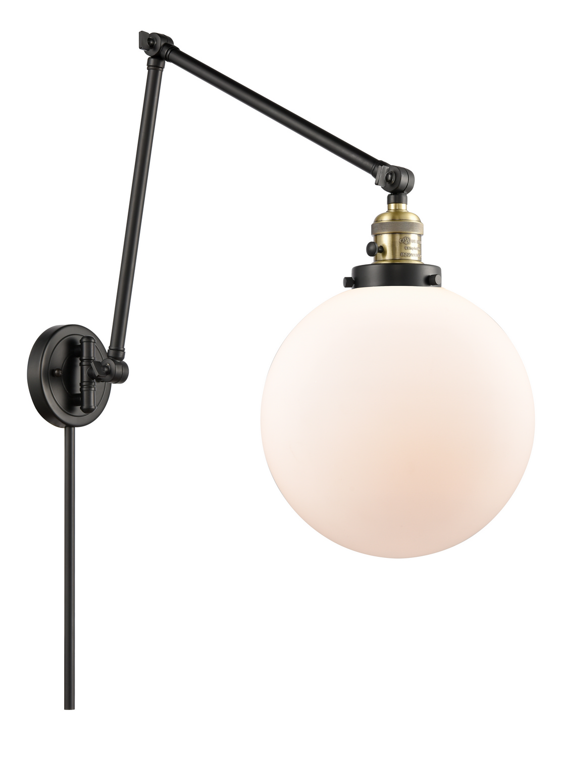 One Light Swing Arm by Innovations - Franklin Restoration Collection, Black Antique Brass Finish - 238-BAB-G201-10