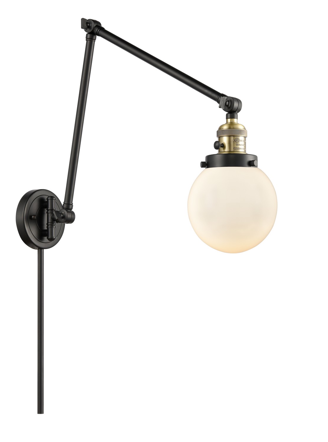 LED Swing Arm by Innovations - Franklin Restoration Collection, Black Antique Brass Finish - 238-BAB-G201-6-LED