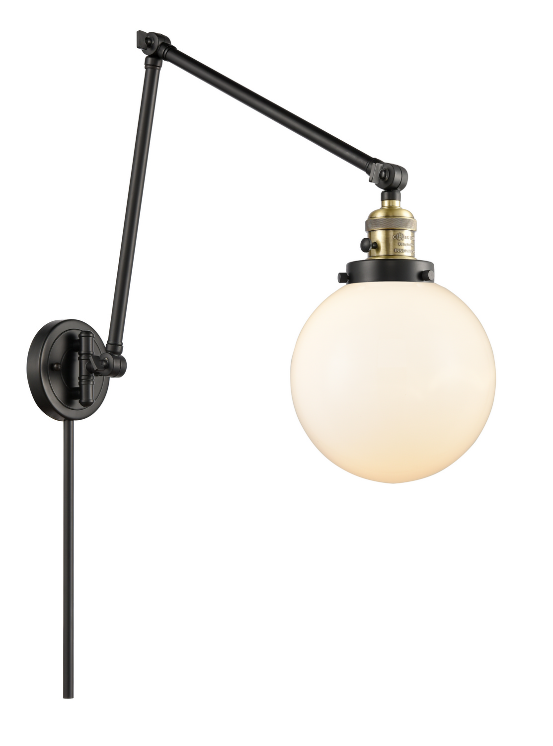 One Light Swing Arm by Innovations - Franklin Restoration Collection, Black Antique Brass Finish - 238-BAB-G201-8