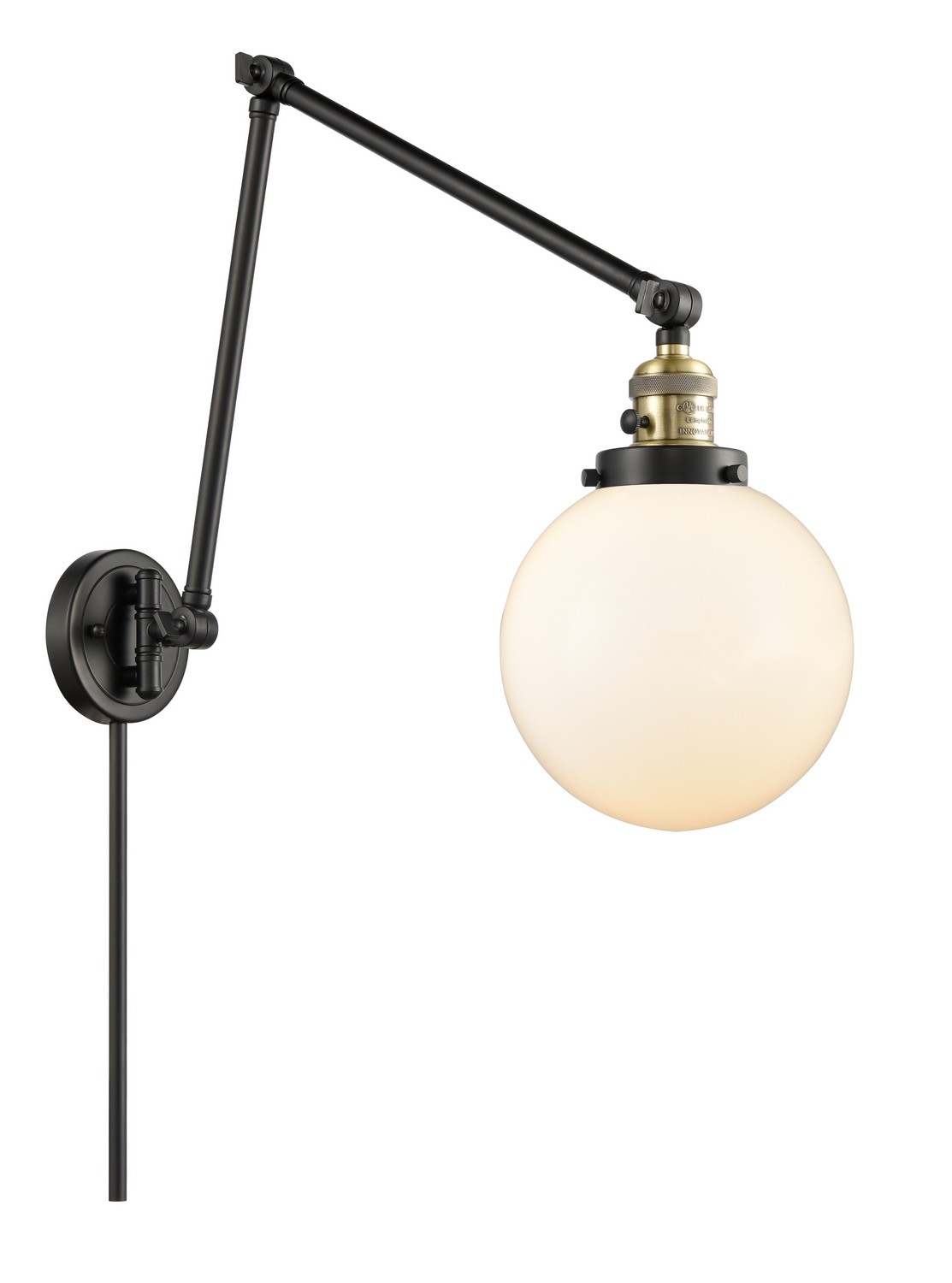 LED Swing Arm by Innovations - Franklin Restoration Collection, Black Antique Brass Finish - 238-BAB-G201-8-LED