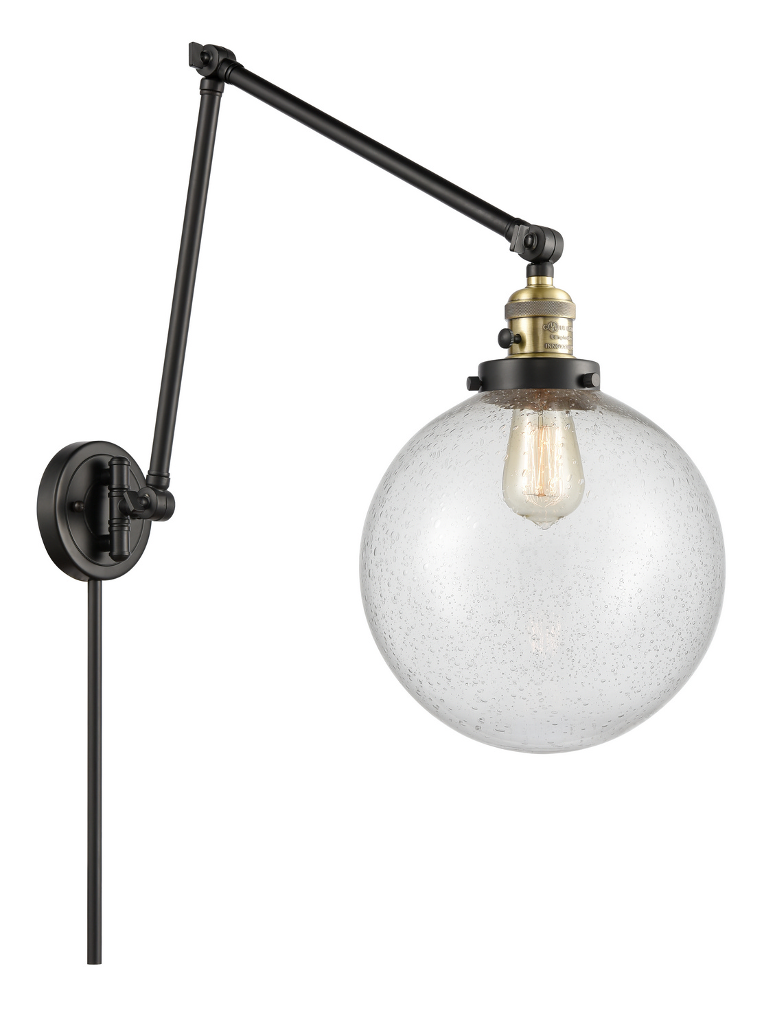 One Light Swing Arm by Innovations - Franklin Restoration Collection, Black Antique Brass Finish - 238-BAB-G204-10