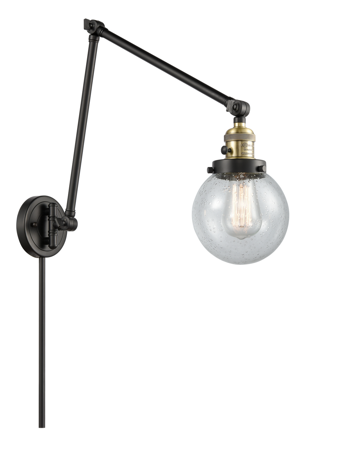 One Light Swing Arm by Innovations - Franklin Restoration Collection, Black Antique Brass Finish - 238-BAB-G204-6