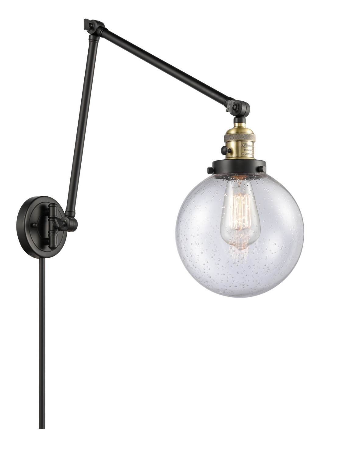 One Light Swing Arm by Innovations - Franklin Restoration Collection, Black Antique Brass Finish - 238-BAB-G204-8