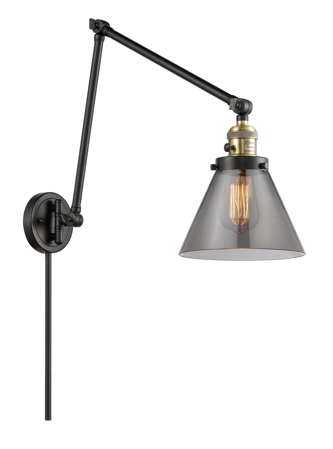 One Light Swing Arm by Innovations - Franklin Restoration Collection, Black Antique Brass Finish - 238-BAB-G43