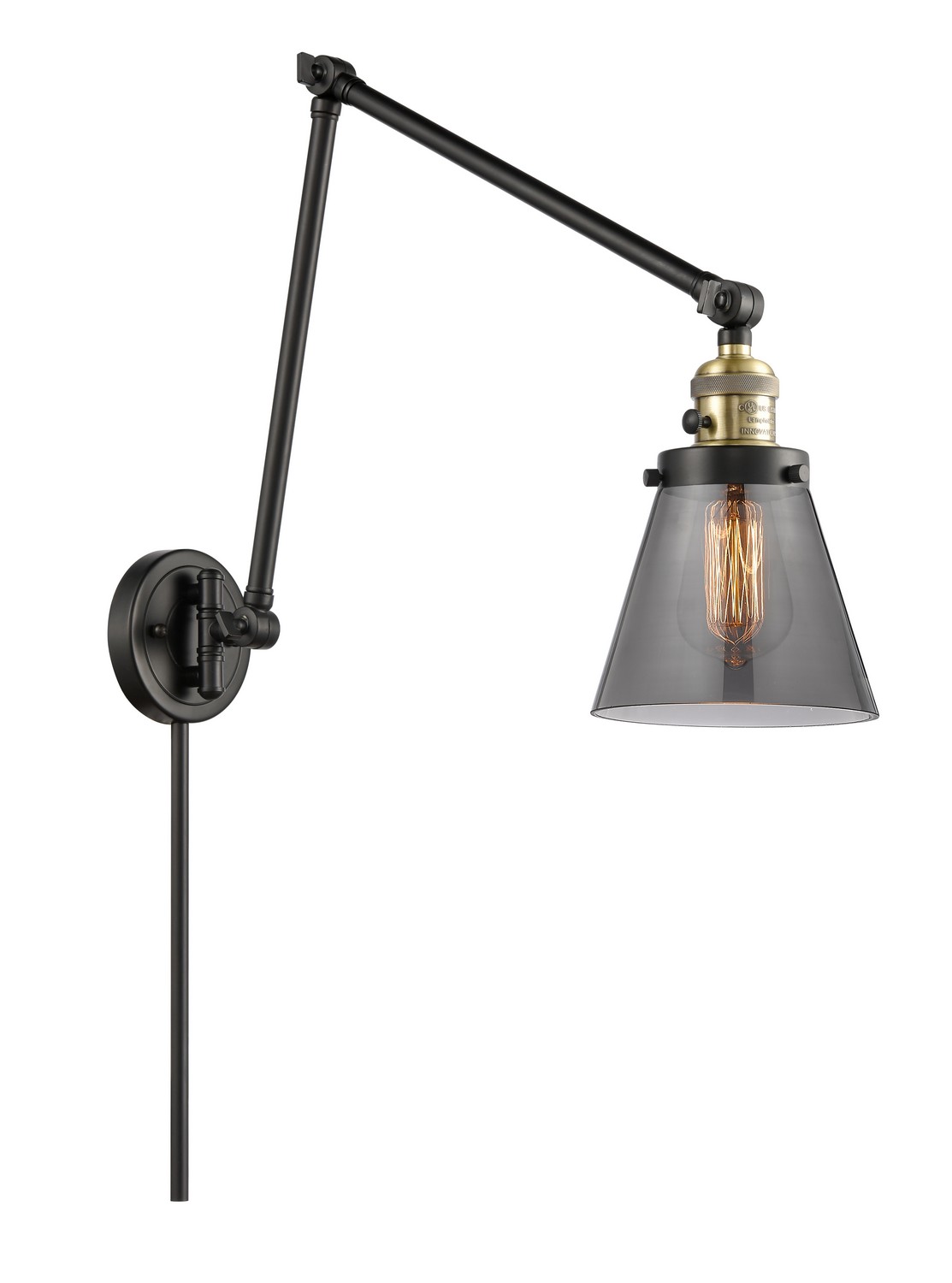 LED Swing Arm by Innovations - Franklin Restoration Collection, Black Antique Brass Finish - 238-BAB-G63-LED