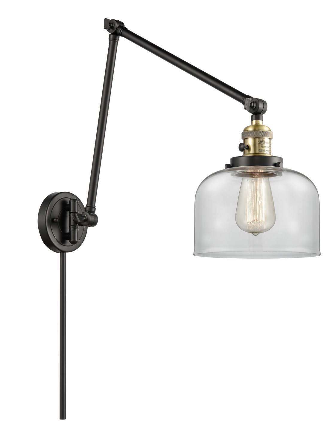 One Light Swing Arm by Innovations - Franklin Restoration Collection, Black Antique Brass Finish - 238-BAB-G72