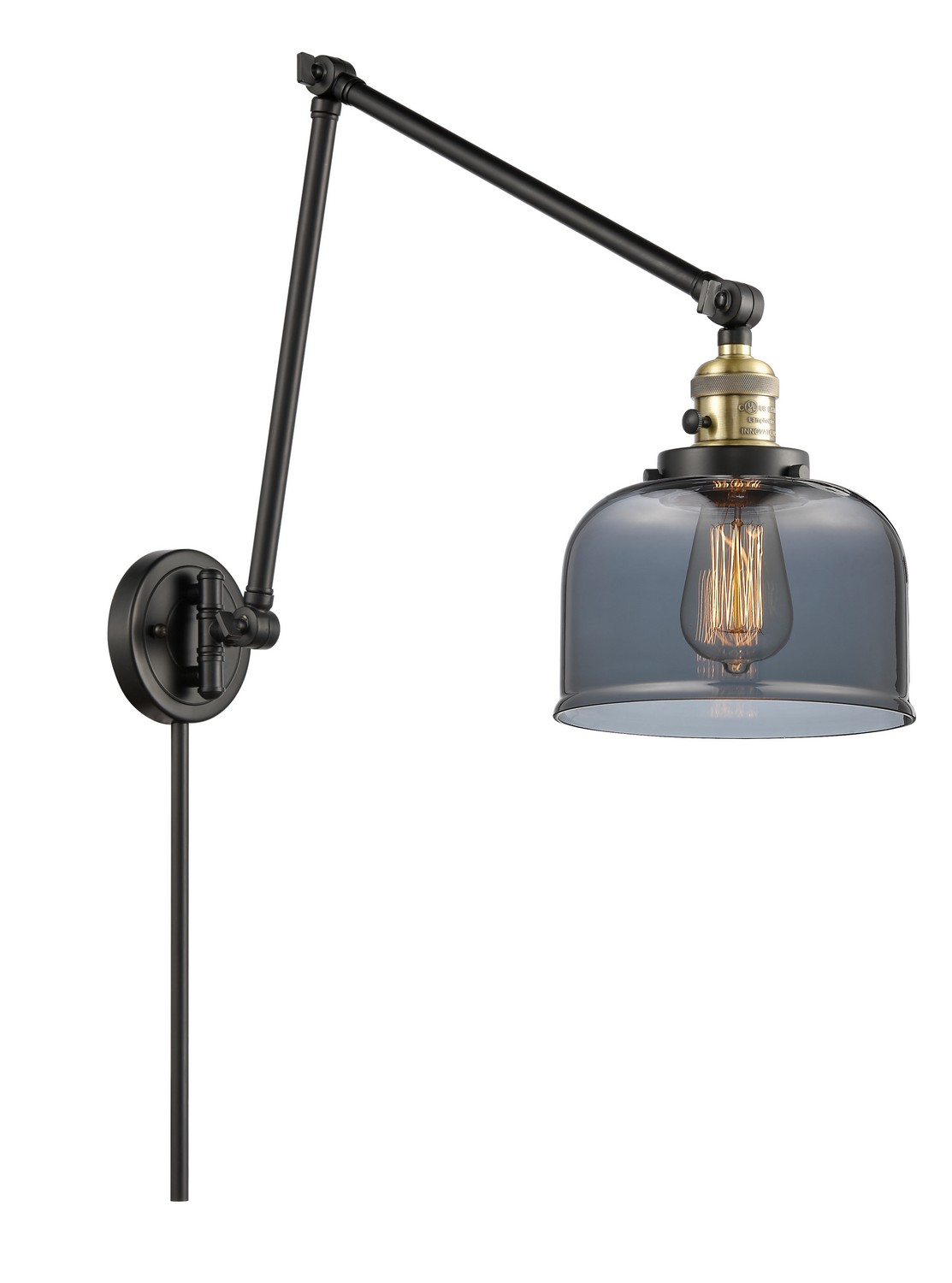 LED Swing Arm by Innovations - Franklin Restoration Collection, Black Antique Brass Finish - 238-BAB-G73-LED