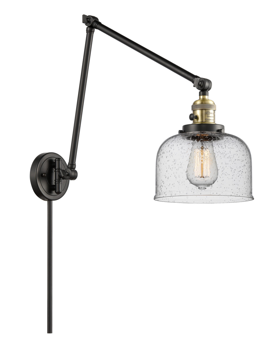 One Light Swing Arm by Innovations - Franklin Restoration Collection, Black Antique Brass Finish - 238-BAB-G74