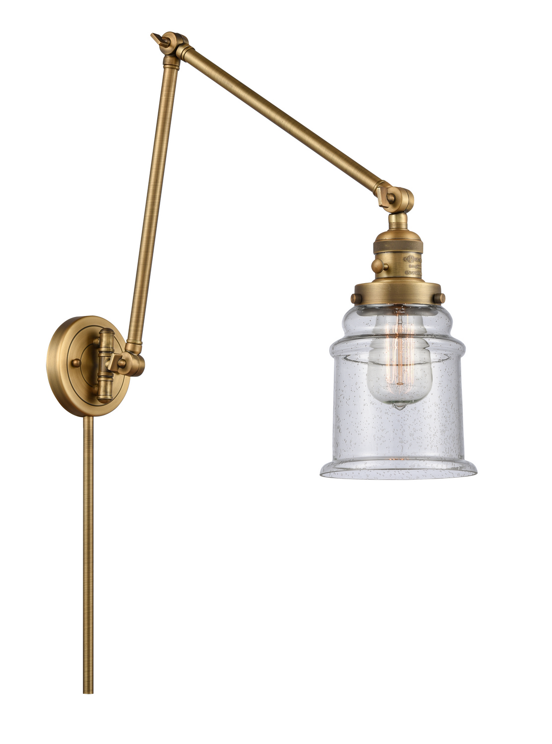 One Light Swing Arm by Innovations - Franklin Restoration Collection, Brushed Brass Finish - 238-BB-G184
