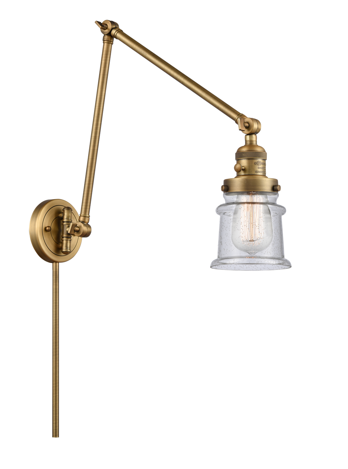 One Light Swing Arm by Innovations - Franklin Restoration Collection, Brushed Brass Finish - 238-BB-G184S