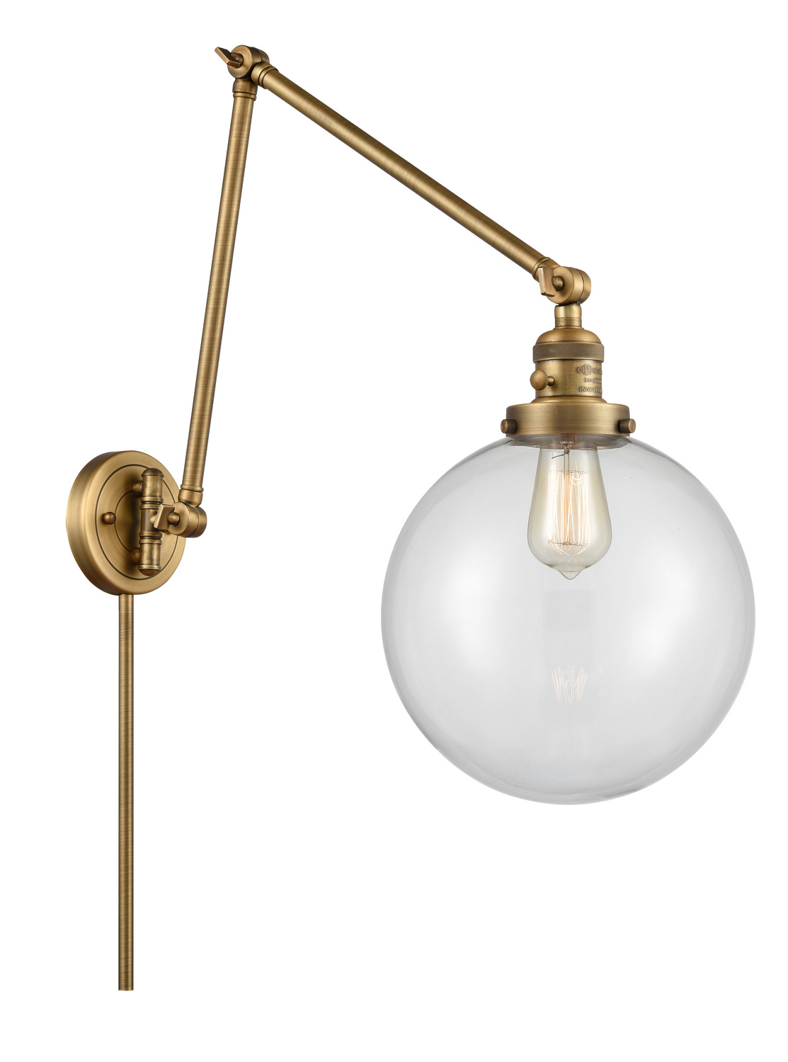 One Light Swing Arm by Innovations - Franklin Restoration Collection, Brushed Brass Finish - 238-BB-G202-10