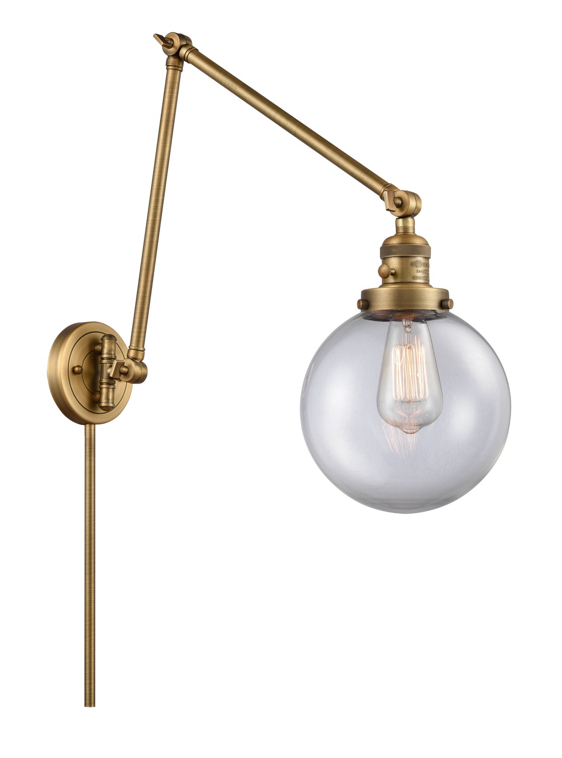 LED Swing Arm by Innovations - Franklin Restoration Collection, Brushed Brass Finish - 238-BB-G202-8-LED
