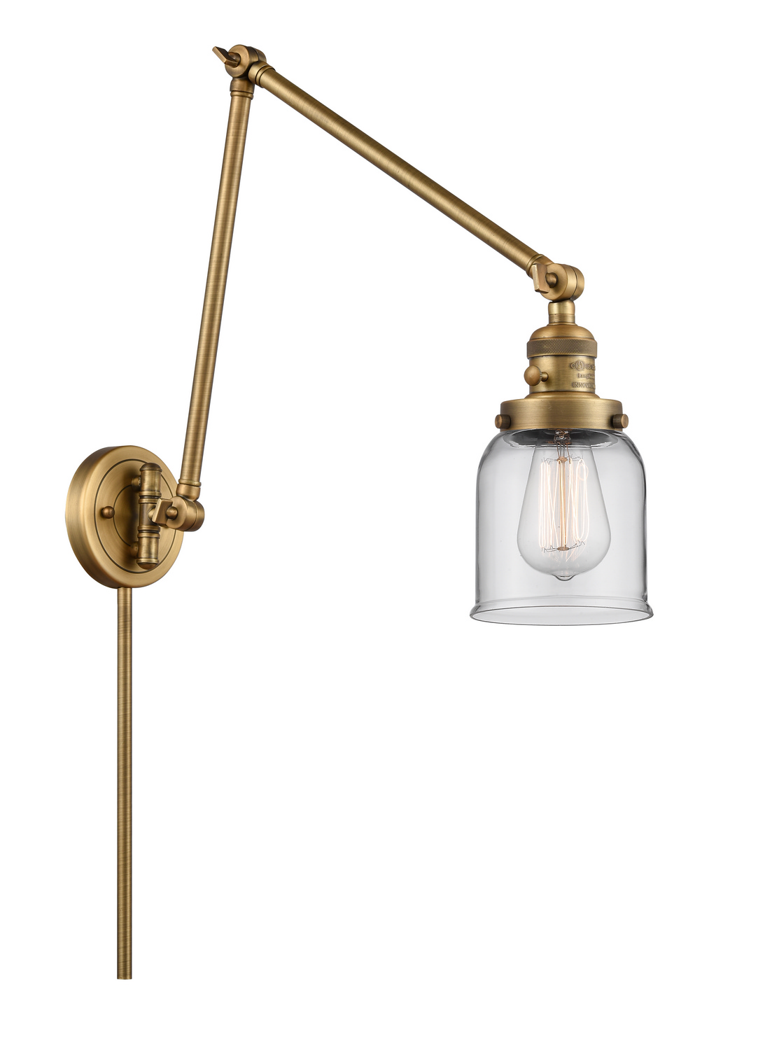 One Light Swing Arm by Innovations - Franklin Restoration Collection, Brushed Brass Finish - 238-BB-G52