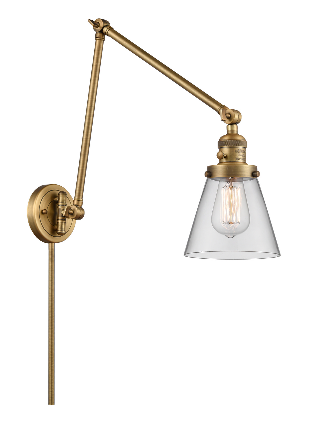 One Light Swing Arm by Innovations - Franklin Restoration Collection, Brushed Brass Finish - 238-BB-G62