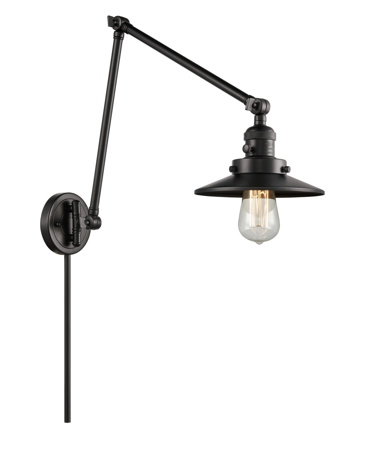 One Light Swing Arm by Innovations - Franklin Restoration Collection, Matte Black Finish - 238-BK-M6