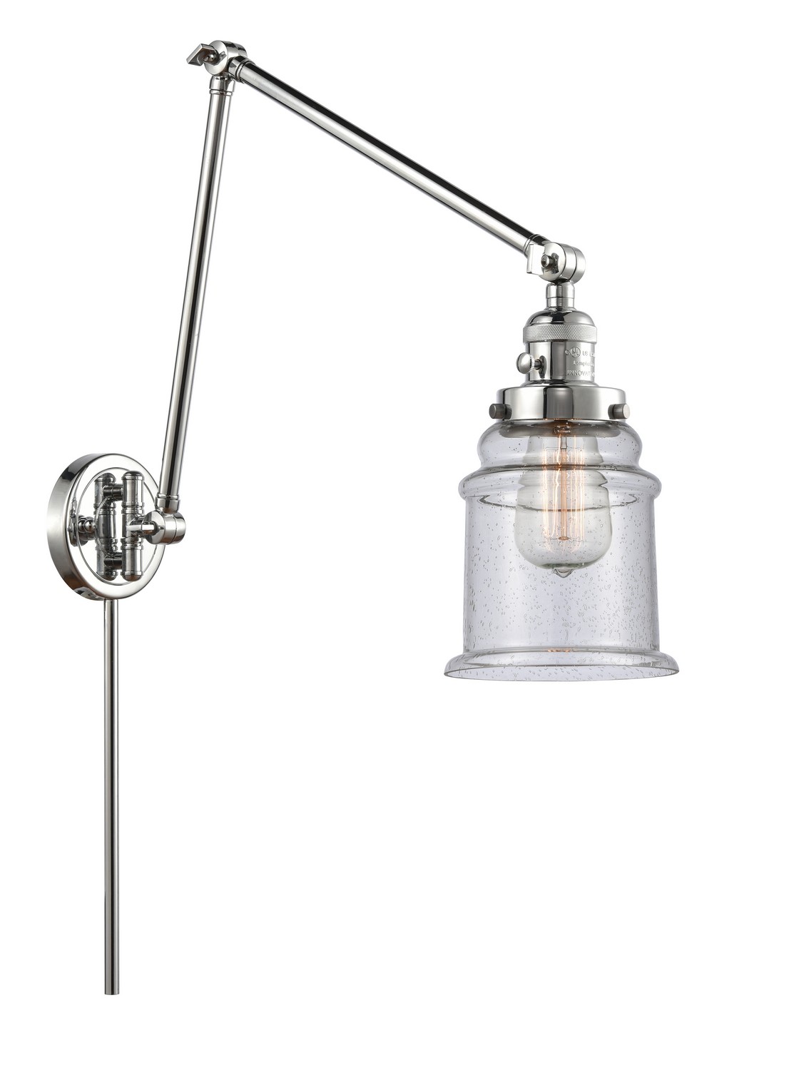 LED Swing Arm by Innovations - Franklin Restoration Collection, Polished Chrome Finish - 238-PC-G184-LED