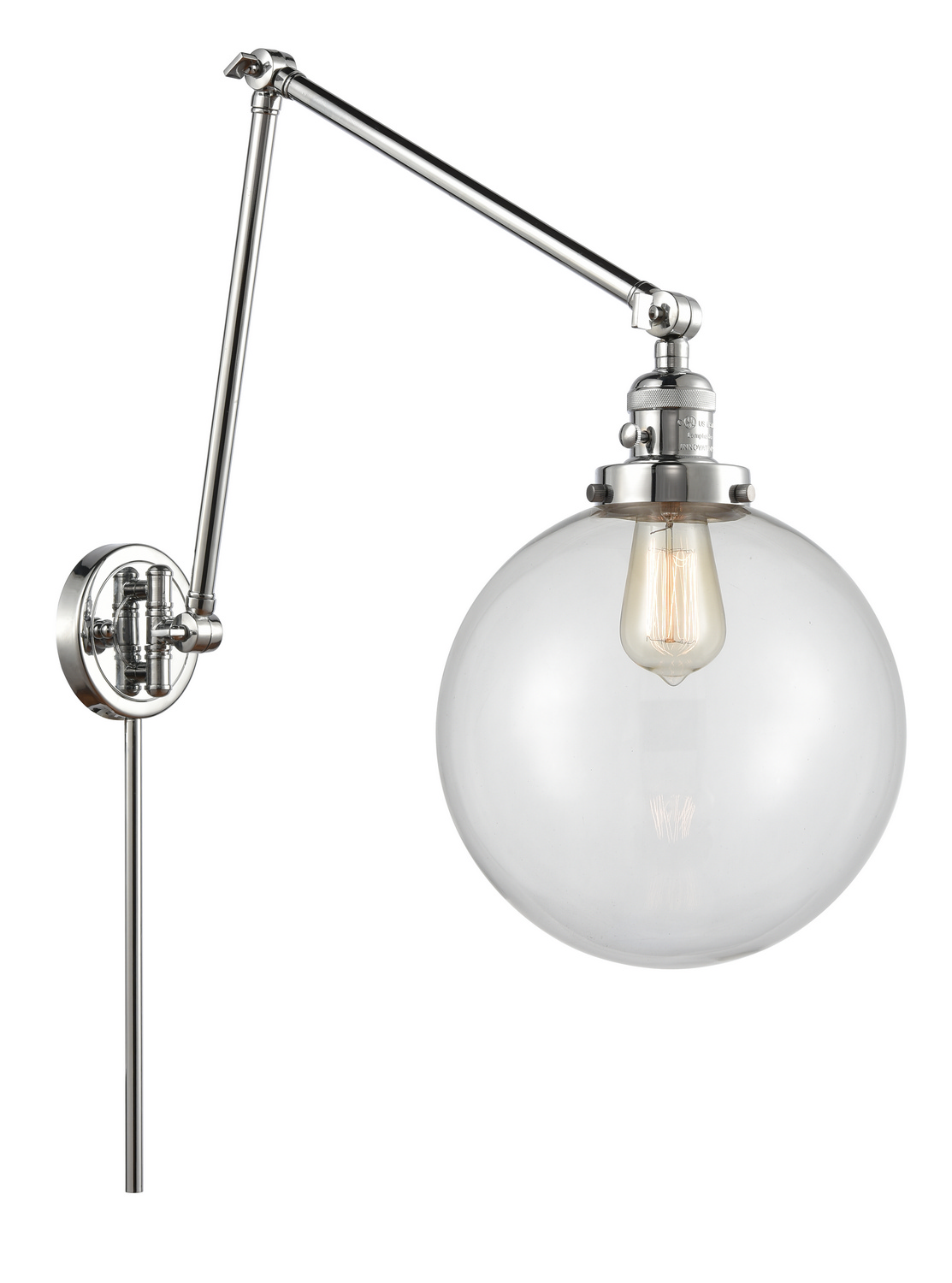 One Light Swing Arm by Innovations - Franklin Restoration Collection, Polished Chrome Finish - 238-PC-G202-10