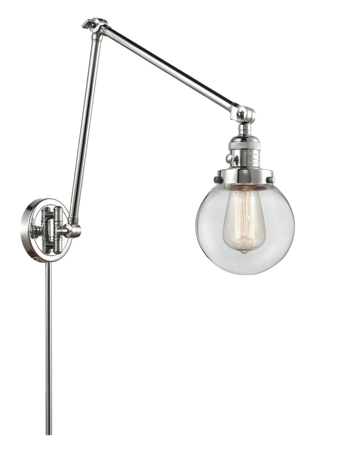 LED Swing Arm by Innovations - Franklin Restoration Collection, Polished Chrome Finish - 238-PC-G202-6-LED
