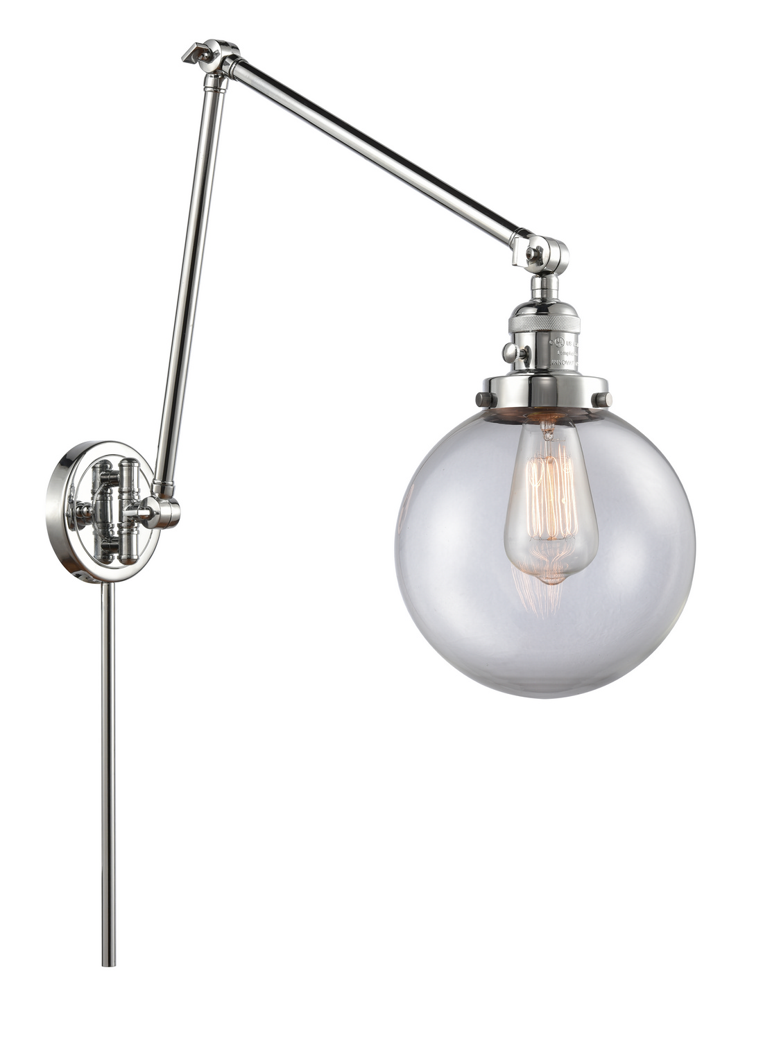 One Light Swing Arm by Innovations - Franklin Restoration Collection, Polished Chrome Finish - 238-PC-G202-8