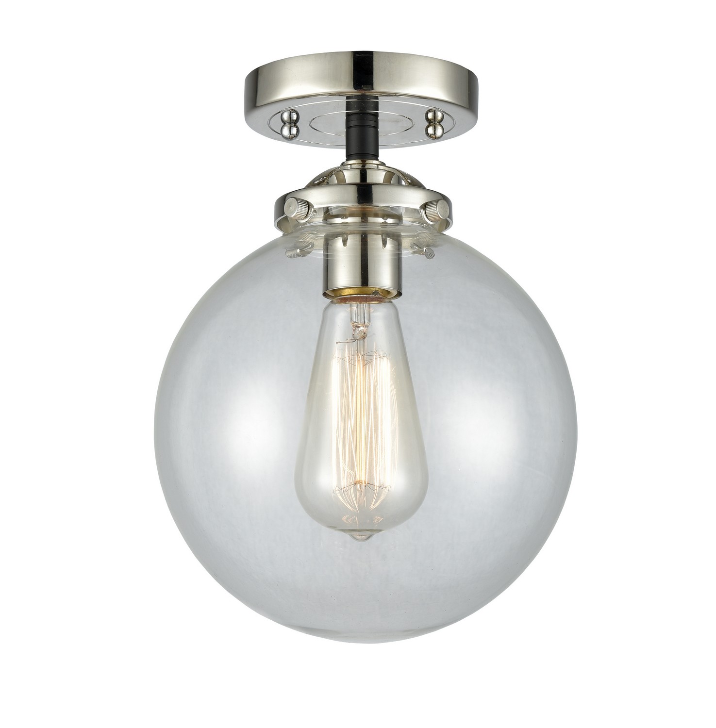 LED Semi-Flush Mount by Innovations - Nouveau Collection, Black Polished Nickel Finish - 284-1C-BPN-G202-8-LED