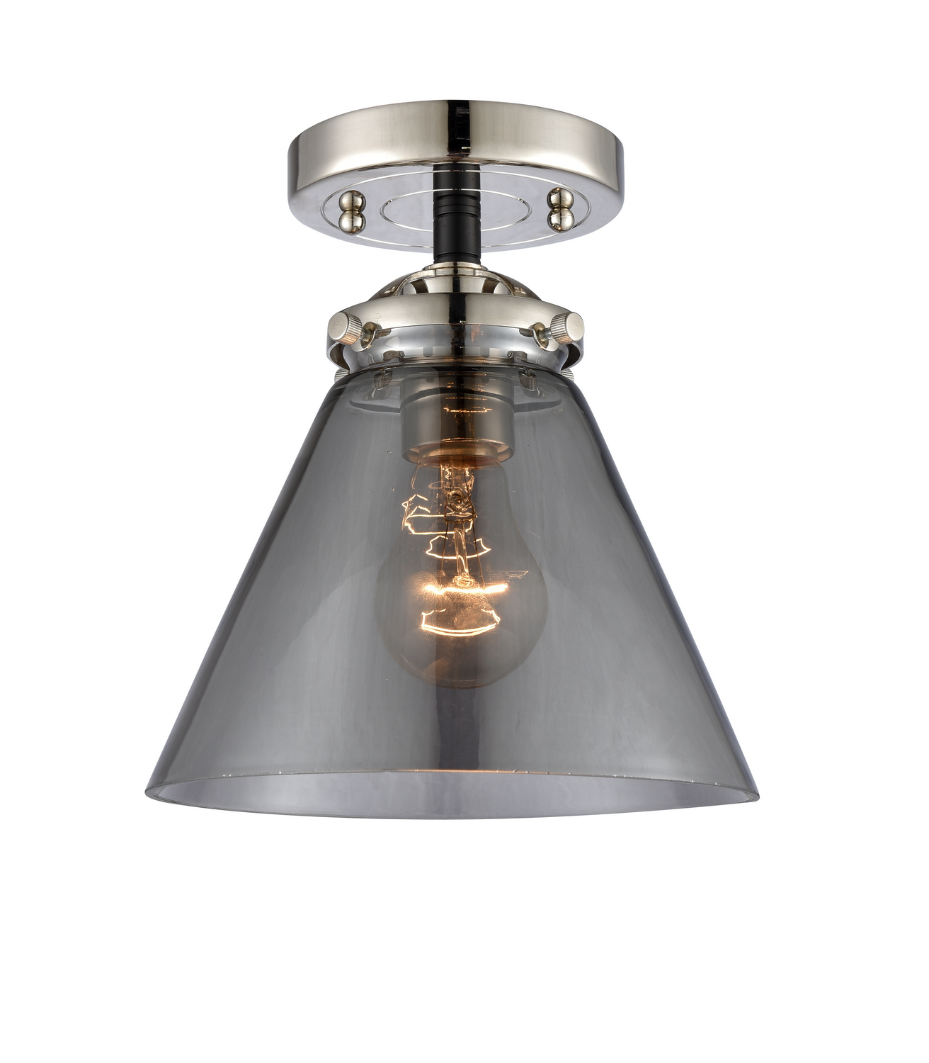 One Light Semi-Flush Mount by Innovations - Nouveau Collection, Black Polished Nickel Finish - 284-1C-BPN-G43
