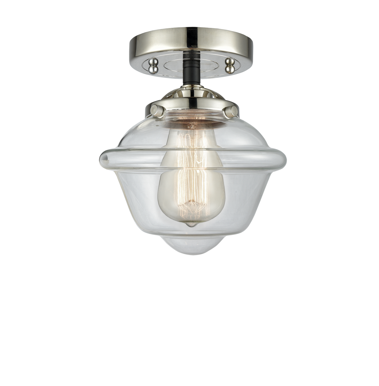 One Light Semi-Flush Mount by Innovations - Nouveau Collection, Black Polished Nickel Finish - 284-1C-BPN-G532