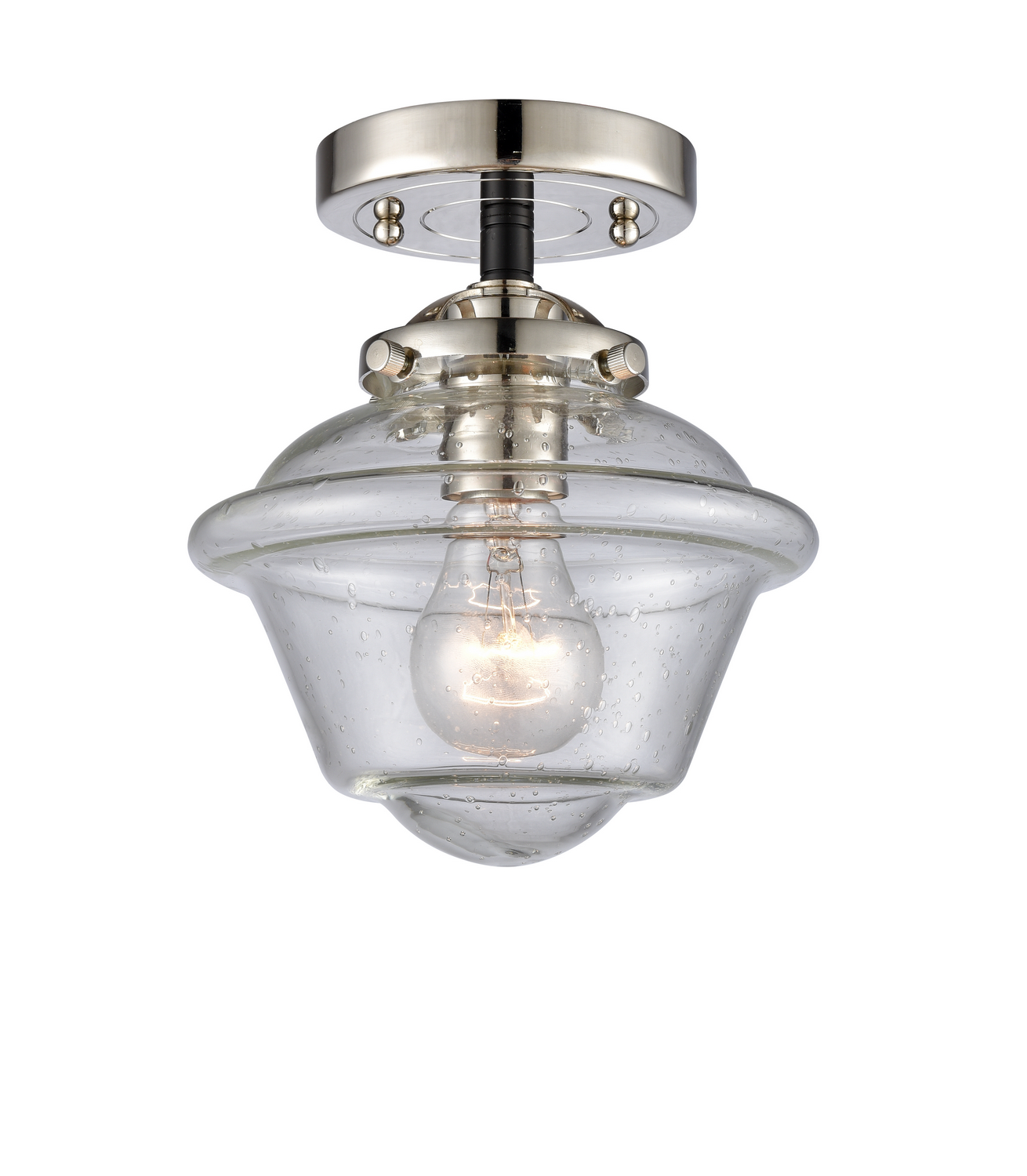 One Light Semi-Flush Mount by Innovations - Nouveau Collection, Black Polished Nickel Finish - 284-1C-BPN-G534
