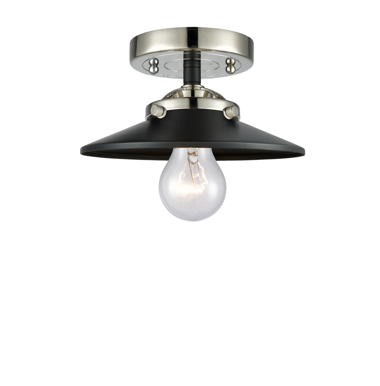 One Light Semi-Flush Mount by Innovations - Nouveau Collection, Black Polished Nickel Finish - 284-1C-BPN-M6-BK