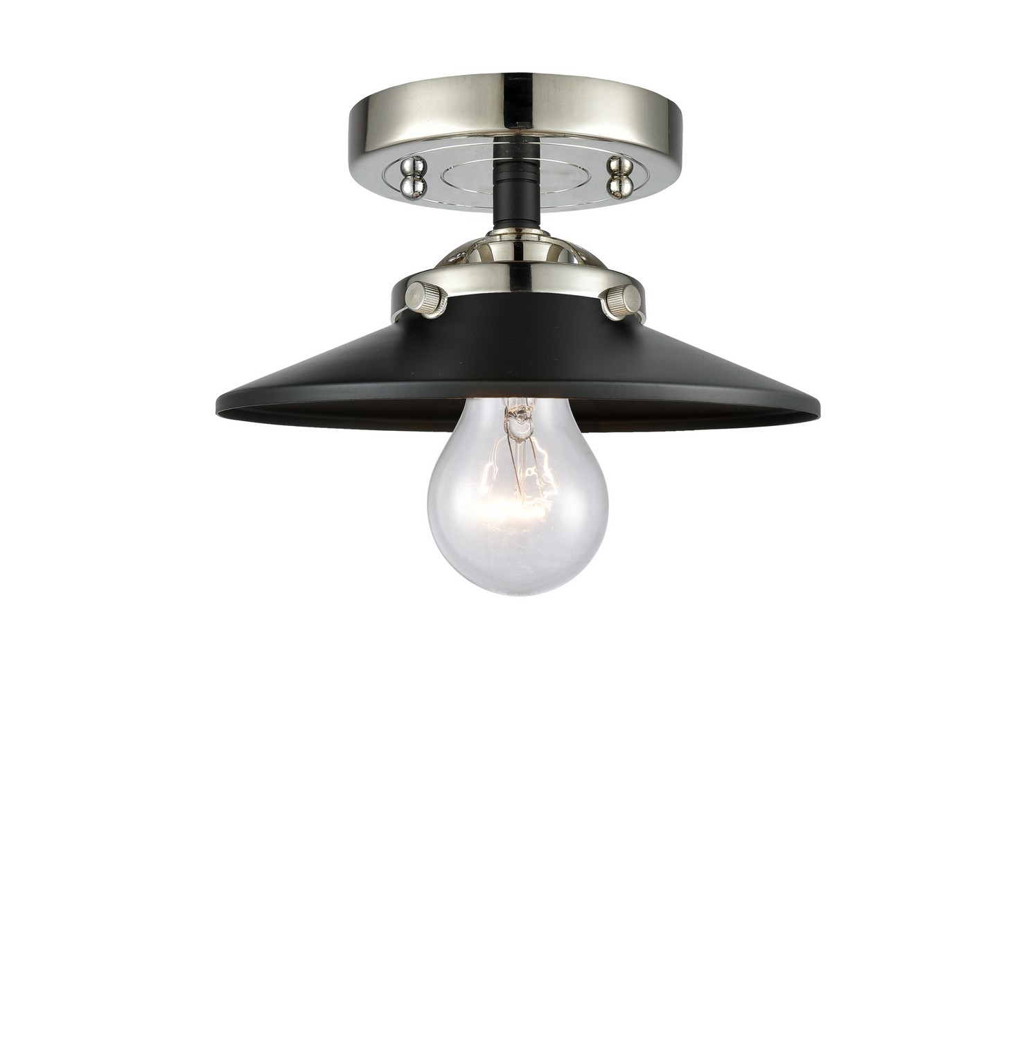 LED Semi-Flush Mount by Innovations - Nouveau Collection, Black Polished Nickel Finish - 284-1C-BPN-M6-BK-LED