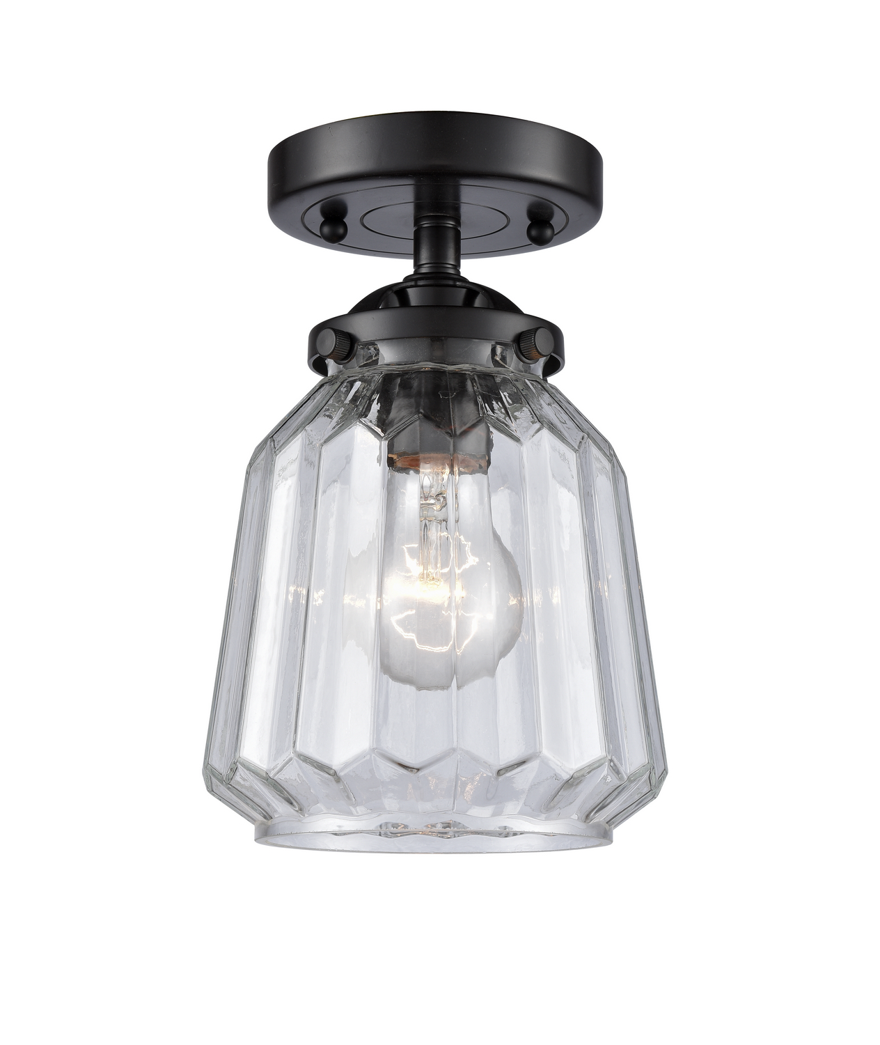 One Light Semi-Flush Mount by Innovations - Nouveau Collection, Oil Rubbed Bronze Finish - 284-1C-OB-G142