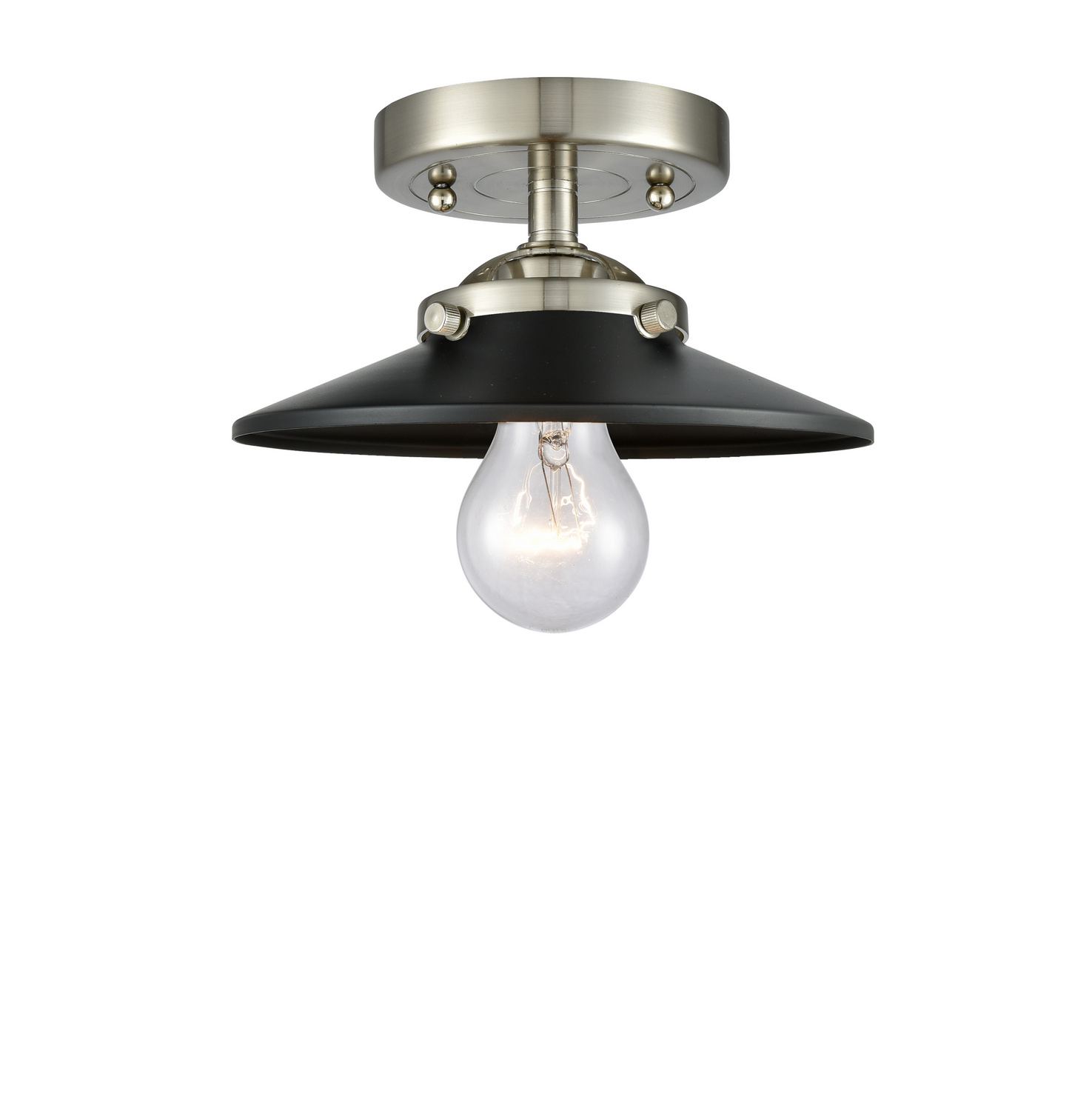 One Light Semi-Flush Mount by Innovations - Nouveau Collection, Brushed Satin Nickel Finish - 284-1C-SN-M6-BK