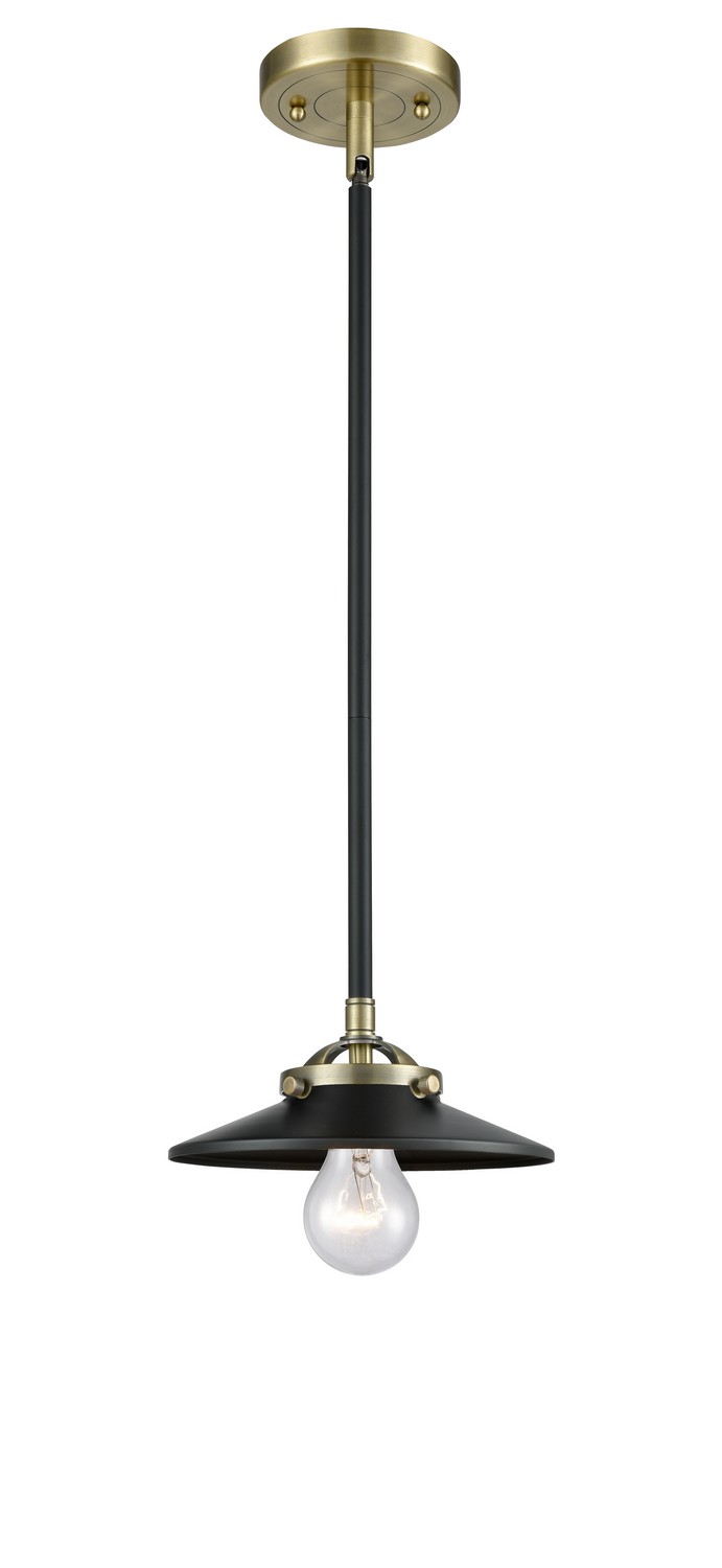 LED Mini Pendant by Innovations - Nouveau Collection, Black Antique Brass Finish - 284-1S-BAB-M6-BK-LED