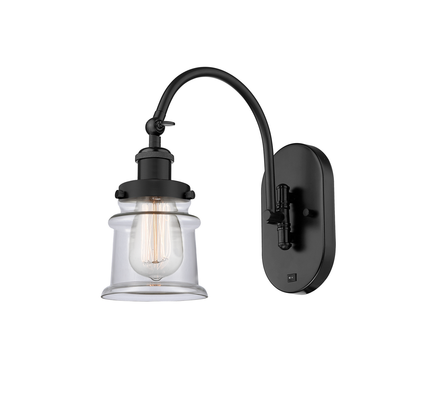 One Light Swing Arm by Innovations - Franklin Restoration Collection, Matte Black Finish - 918-1W-BK-G182S