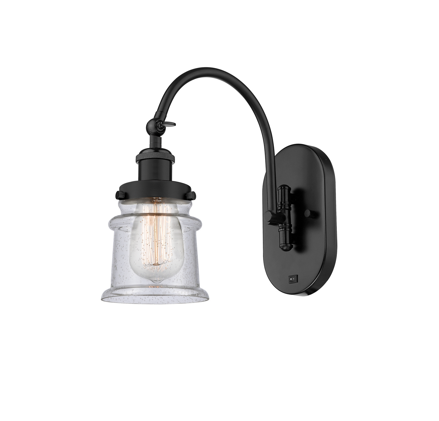 One Light Swing Arm by Innovations - Franklin Restoration Collection, Matte Black Finish - 918-1W-BK-G184S