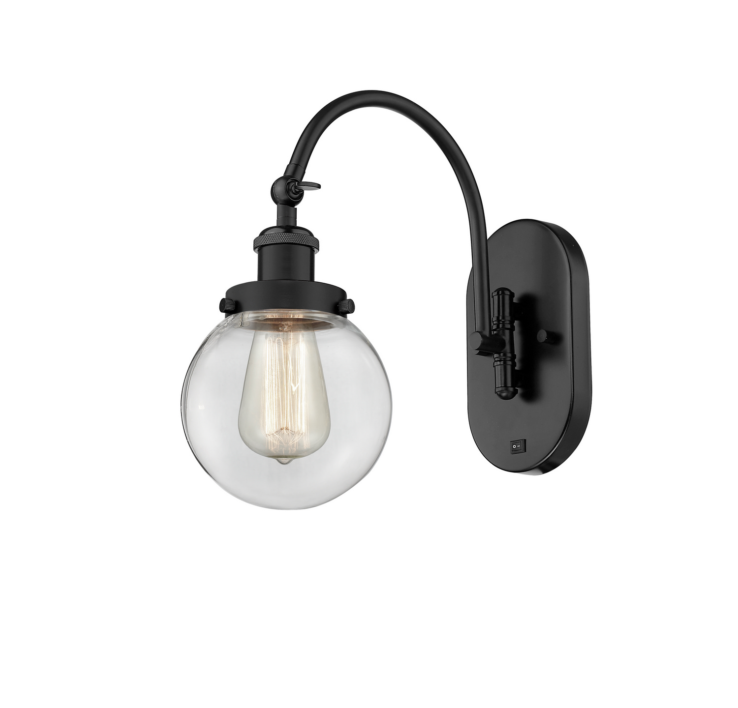 One Light Swing Arm by Innovations - Franklin Restoration Collection, Matte Black Finish - 918-1W-BK-G202-6
