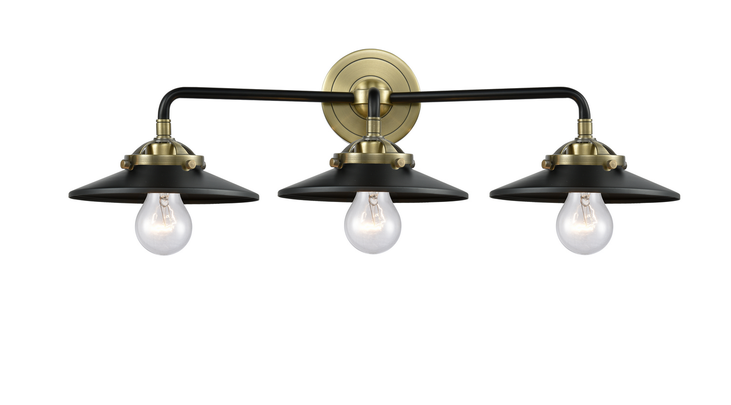 Three Light Bath Vanity by Innovations - Nouveau Collection, Black Antique Brass Finish - 284-3W-BAB-M6-BK