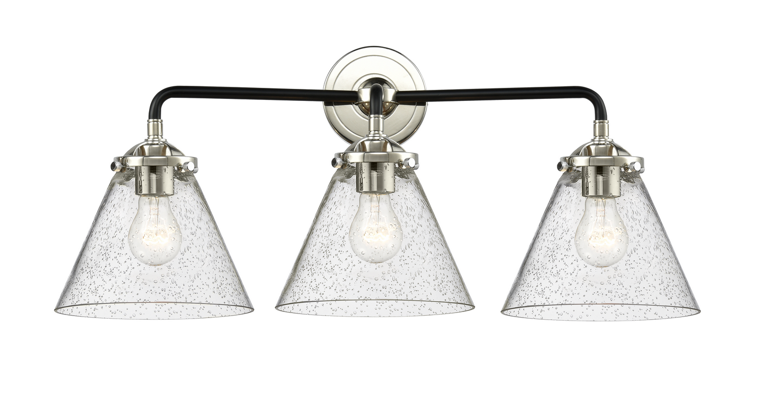 Three Light Bath Vanity by Innovations - Nouveau Collection, Black Polished Nickel Finish - 284-3W-BPN-G44