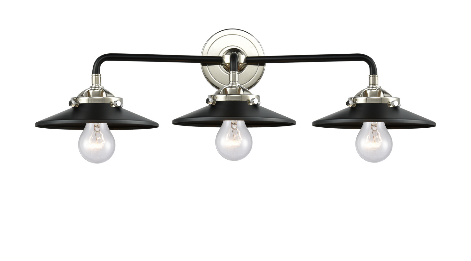 Three Light Bath Vanity by Innovations - Nouveau Collection, Black Polished Nickel Finish - 284-3W-BPN-M6-BK