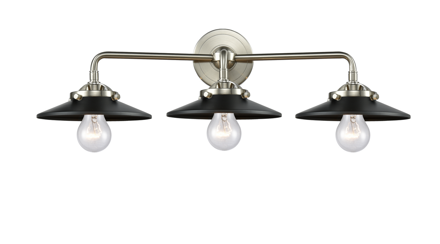 Three Light Bath Vanity by Innovations - Nouveau Collection, Brushed Satin Nickel Finish - 284-3W-SN-M6-BK