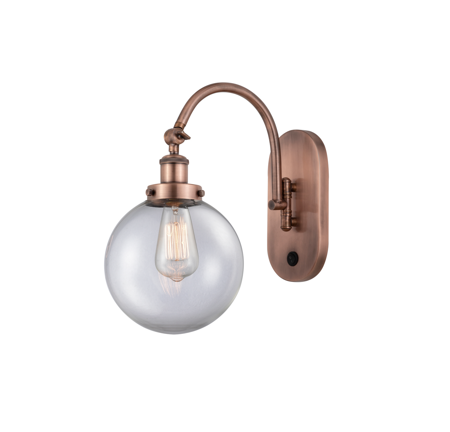 LED Swing Arm by Innovations - Franklin Restoration Collection, Antique Copper Finish - 918-1W-AC-G202-8-LED